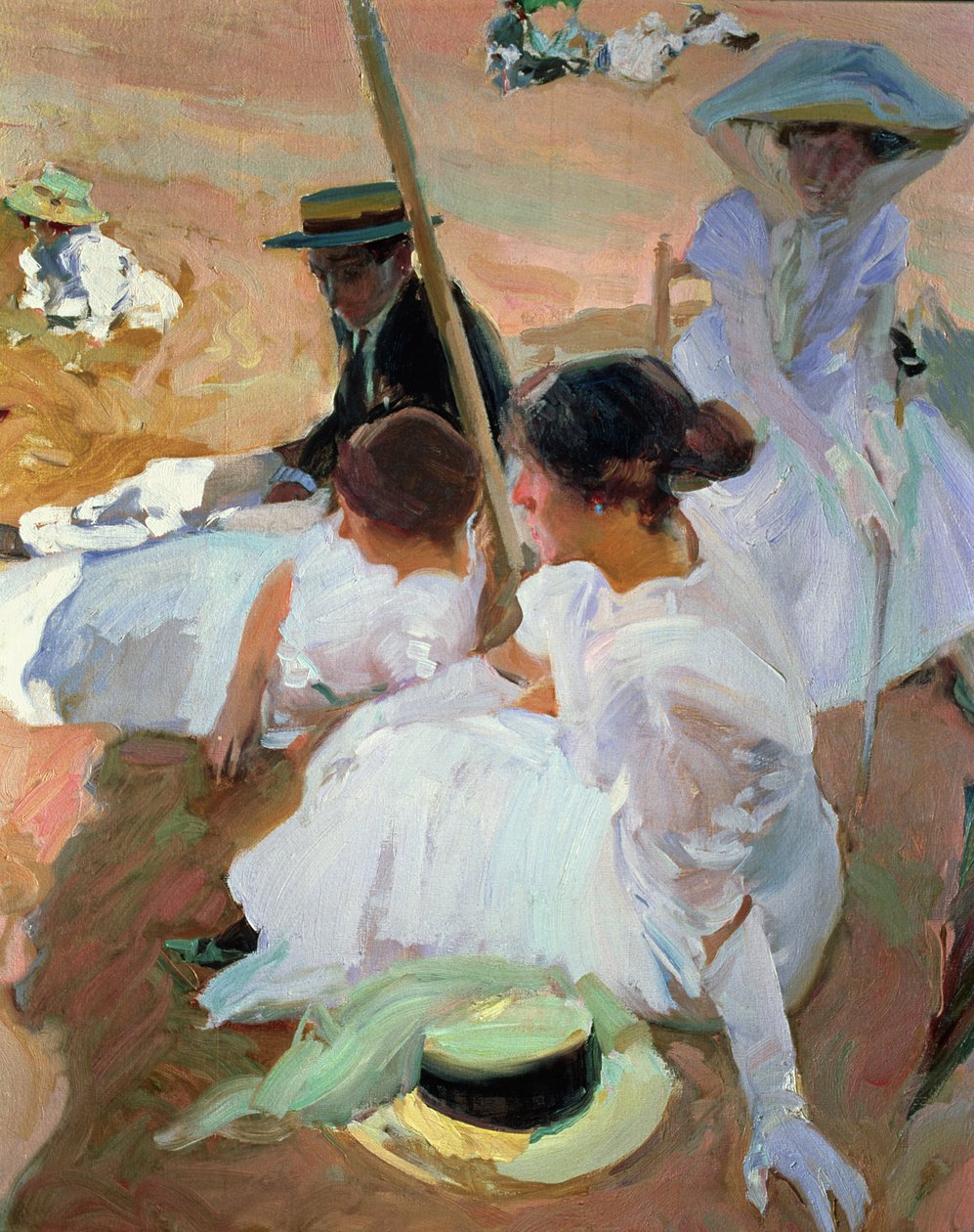 Under parasollen, Zarauz af Joaquin Sorolla y Bastida