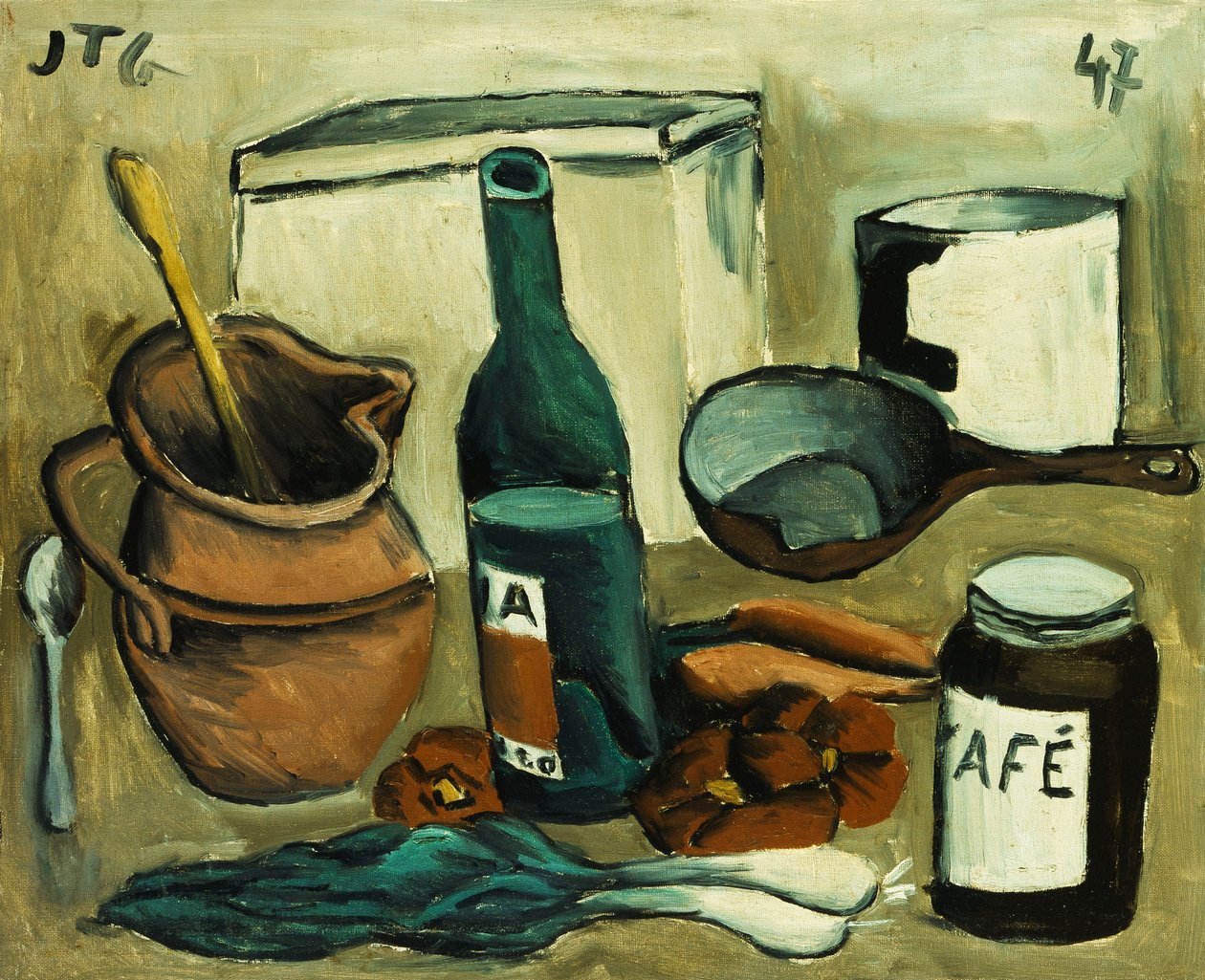 Stilleben; Æske med syv genstande; Naturaleza Muerta, Caja de Carton a Siete Tonos af Joaquin Torres Garcia