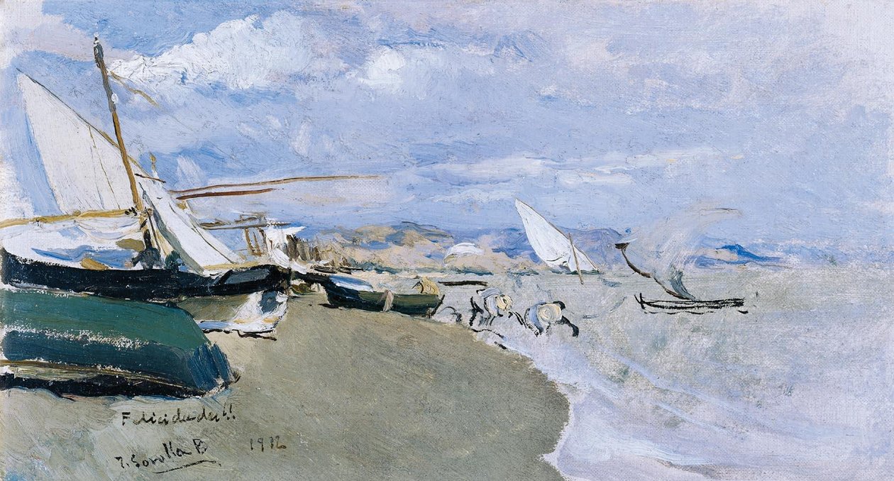 Både på stranden, Costa de Levante af Joaquín Sorolla