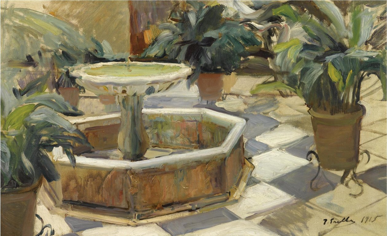 Springvand i en Sevillian Patio af Joaquín Sorolla