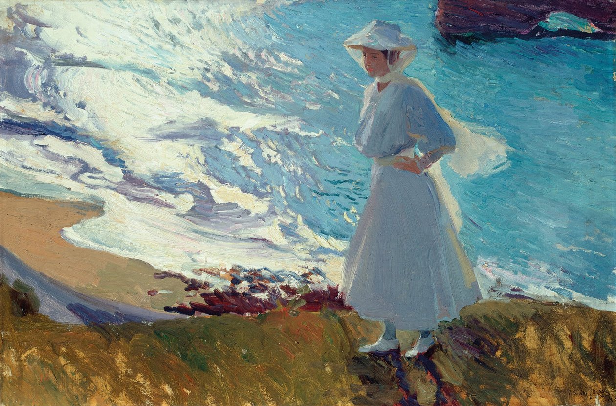 María på stranden ved Biarritz eller Contre-jour af Joaquín Sorolla