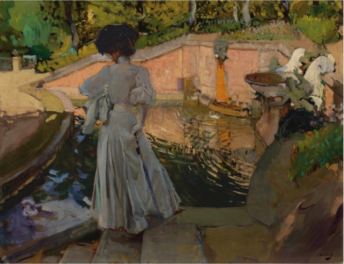 Maria kigger på fisken. Gård af Joaquín Sorolla