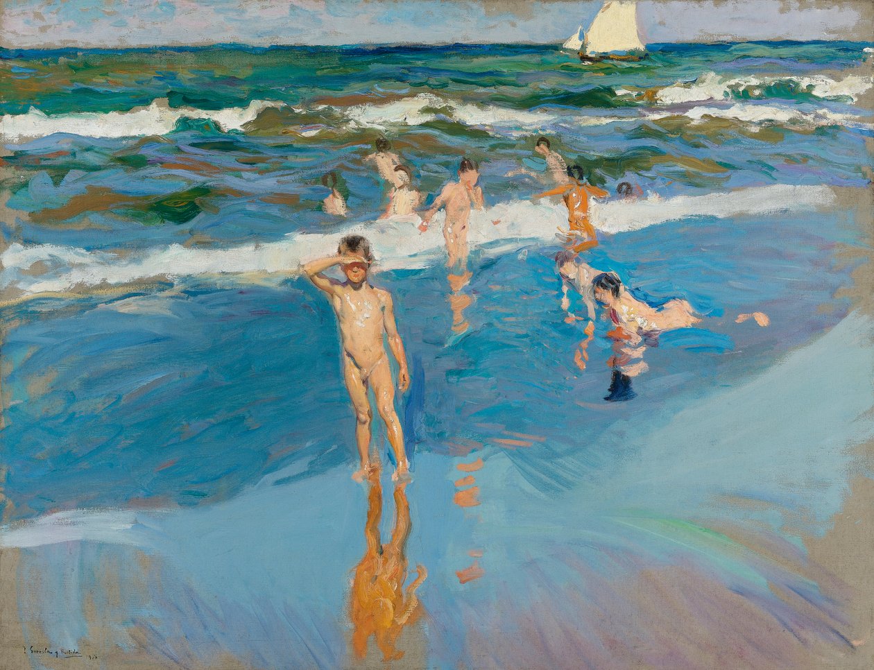 Børn i havet, Valencia Beach af Joaquín Sorolla