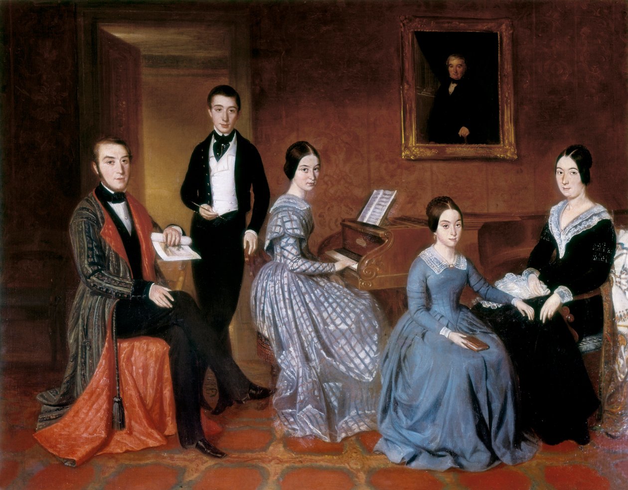 Familien Flaquer. Maleri af Joaquin Espalter y Rull (1809-1880). Olie på lærred af Joaquín Espalter y Rull