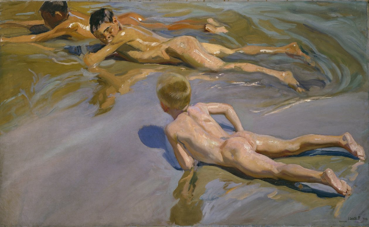 Drenge på stranden, 1909 af Joaquín Sorolla