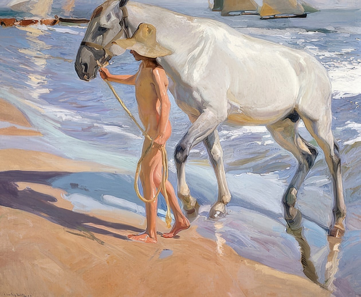 Hestens bad. 1909 af Joaquín Sorolla