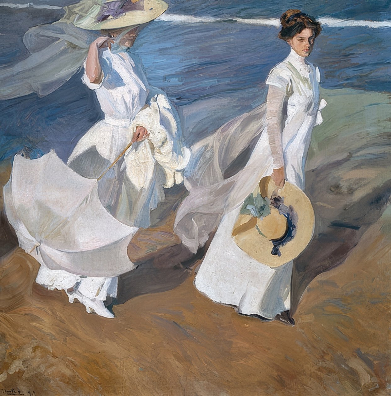 Gå langs kysten. 1909 af Joaquín Sorolla