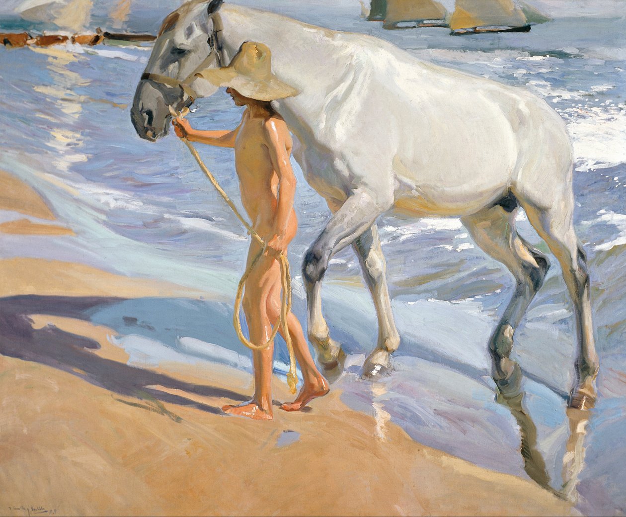 Vasker hesten, 1909 af Joaquín Sorolla