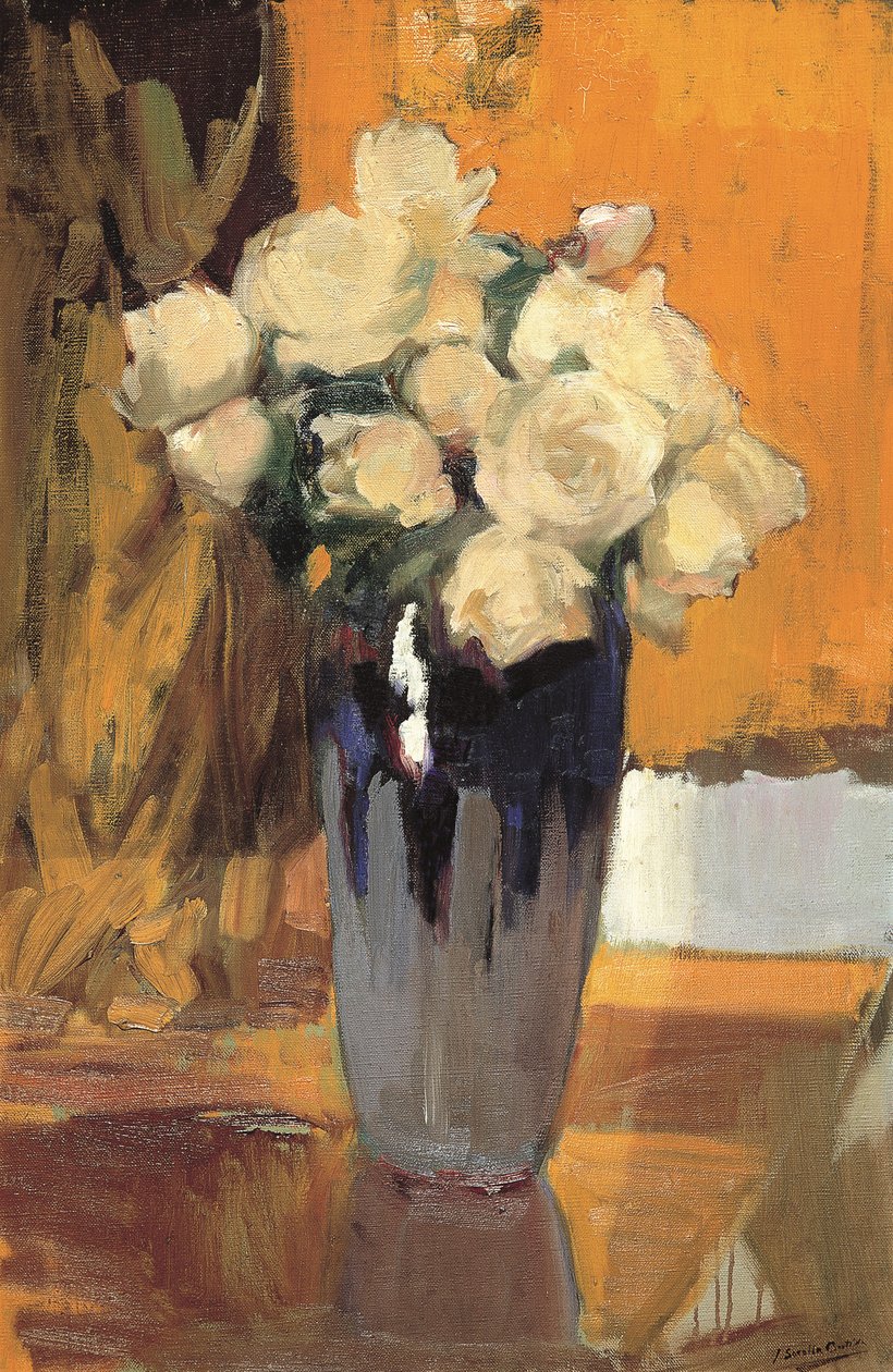 Hvide roser fra min hjemmehave, 1920. af Joaquín Sorolla