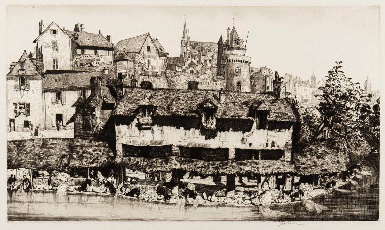 Les Lavoirs, Vannes (gravering og tørnål) af Job Nixon