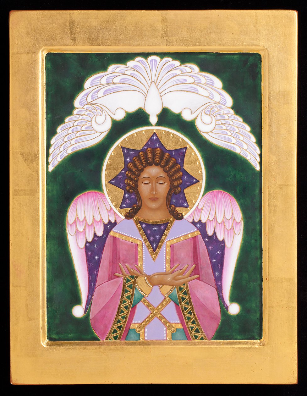 Angel of Silence, 2015 (æggetempera og 24k guld på træ) af Jodi Simmons