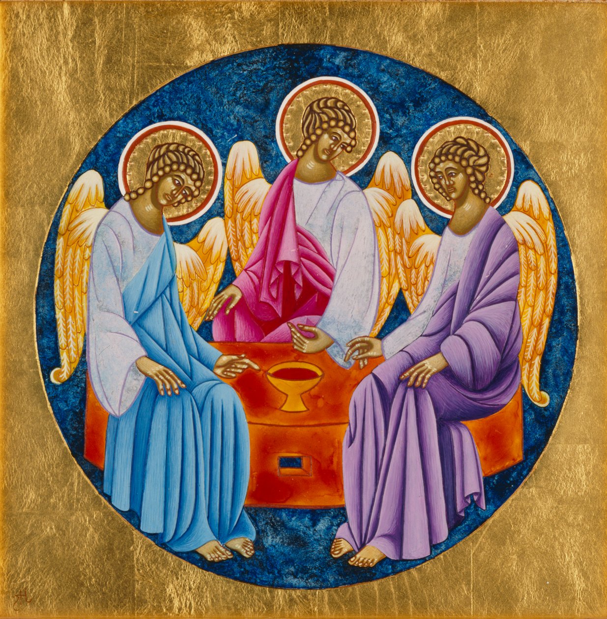 Holy Trinity, 2005 (æggetempera og 24k guld på træ) af Jodi Simmons