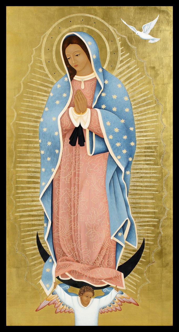 La Paloma Blanca, 2013 (æggetempera og 24k guld på træ) af Jodi Simmons