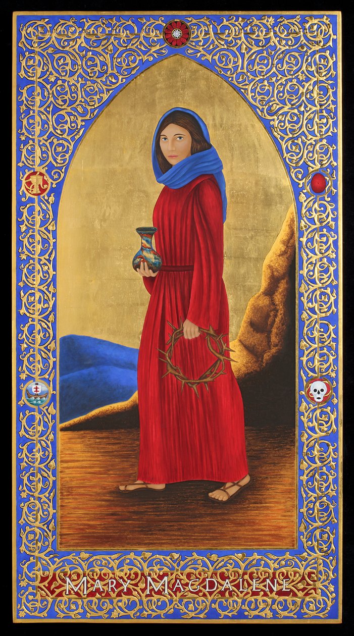 Mary Magdalene, 2016 (æggetempera og 24k guld på træ) af Jodi Simmons