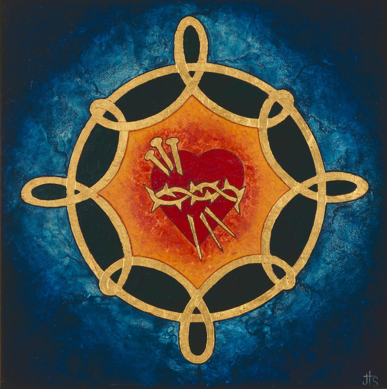 Sacred Heart, 2005 (æggetempera og 24k guld på træ) af Jodi Simmons