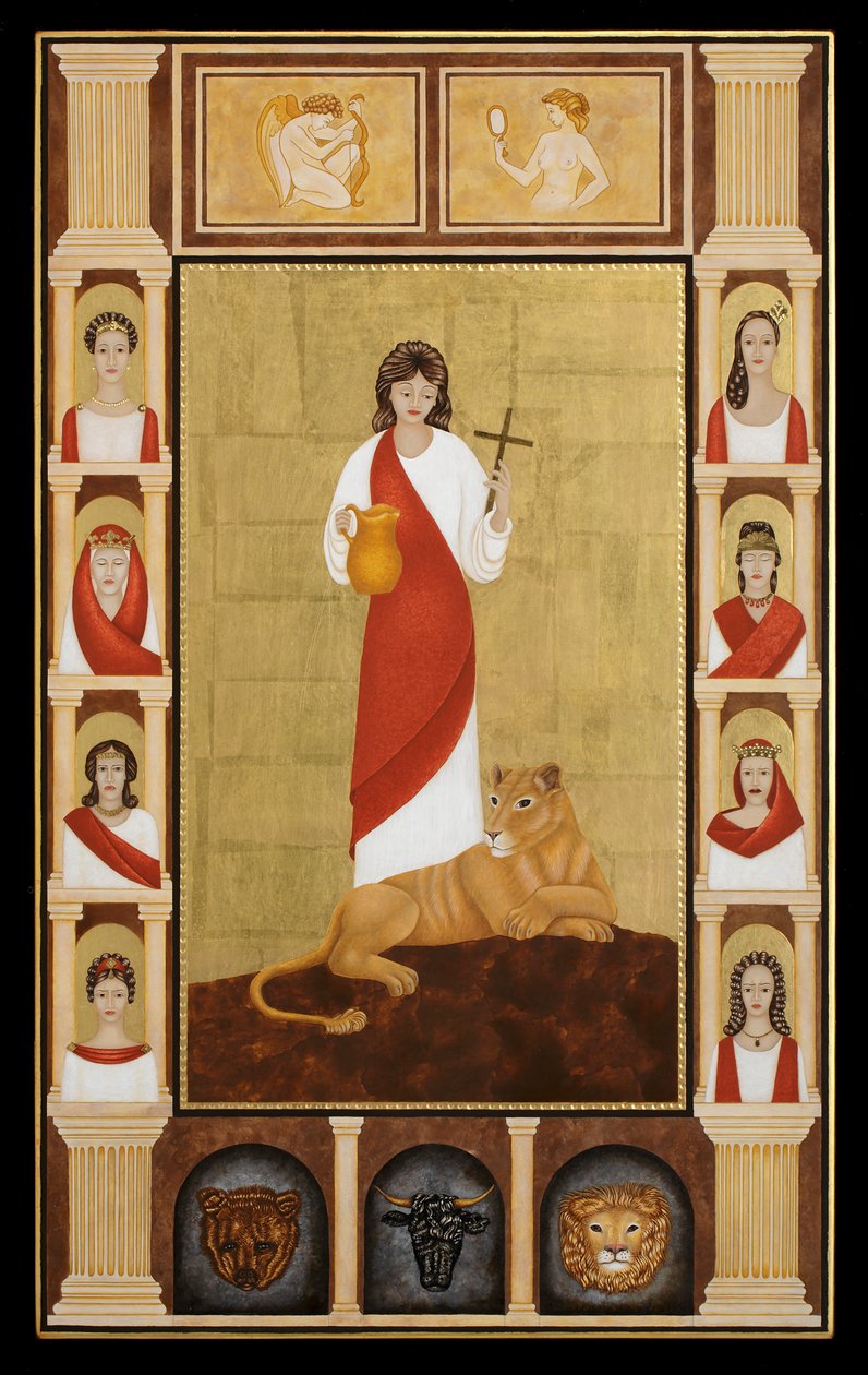 Saint Thecla, 2014 (æggetempera og 24k guld på træ) af Jodi Simmons