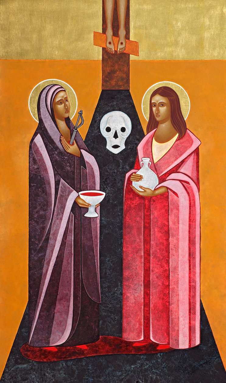 The Mother and the Magdalene, 2012 (æggetempera og 24k guld på træ) af Jodi Simmons