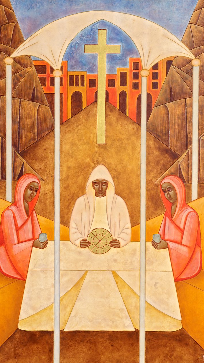 The Supper at Emmaus, 2011 (æggetempera og 24k guld på træ) af Jodi Simmons