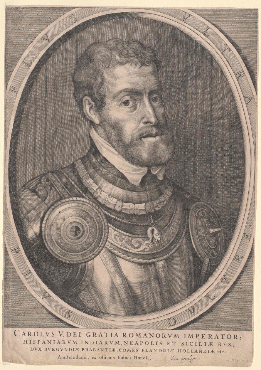 Den hellige romerske kejser Karl V (print) af Jodocus The Younger Hondius