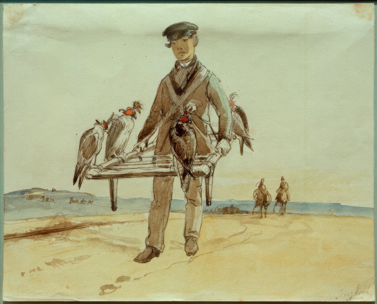 Falkner mit Falken i Het Loo bei Apeldoorn af Johan Barthold Jongkind