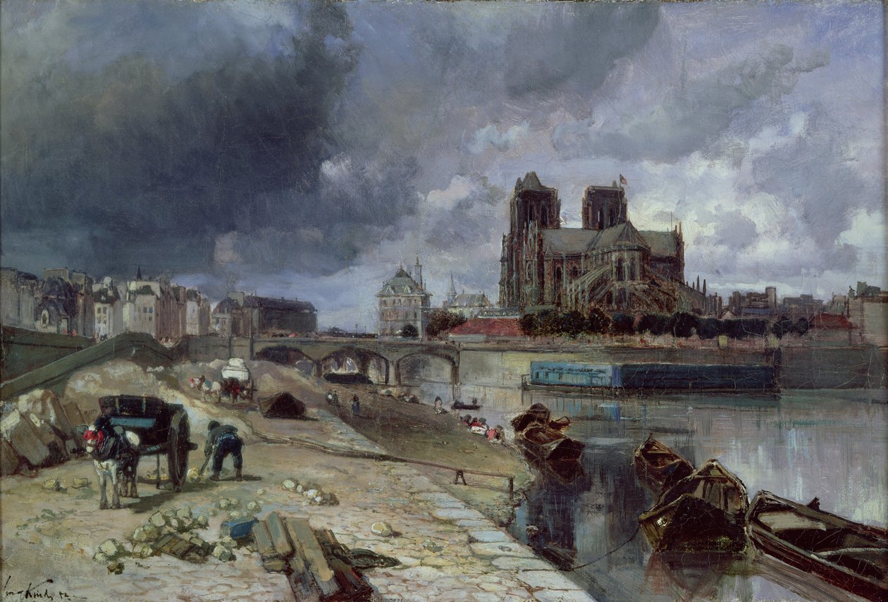 Notre-Dame fra Quai de la Tournelle, 1852 af Johan Barthold Jongkind