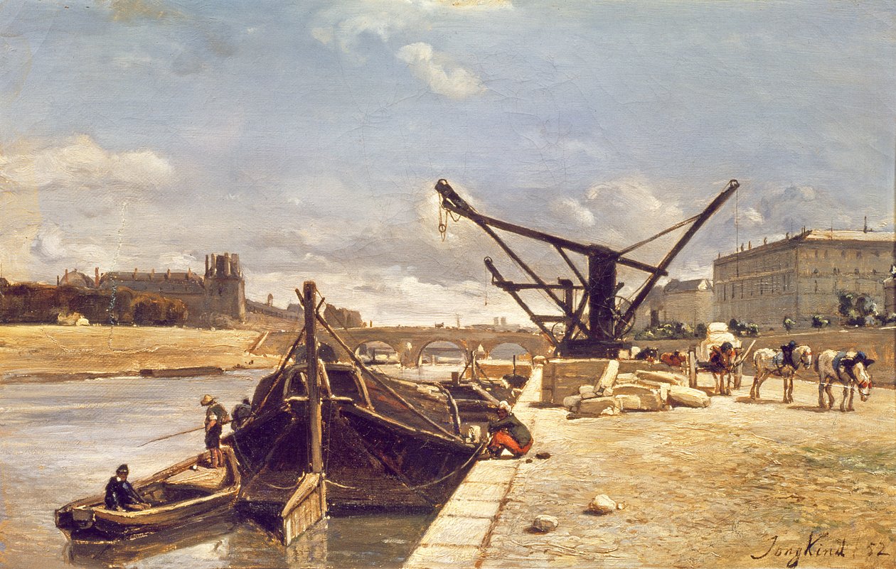 Udsigt over Pont Royal, Paris af Johan Barthold Jongkind