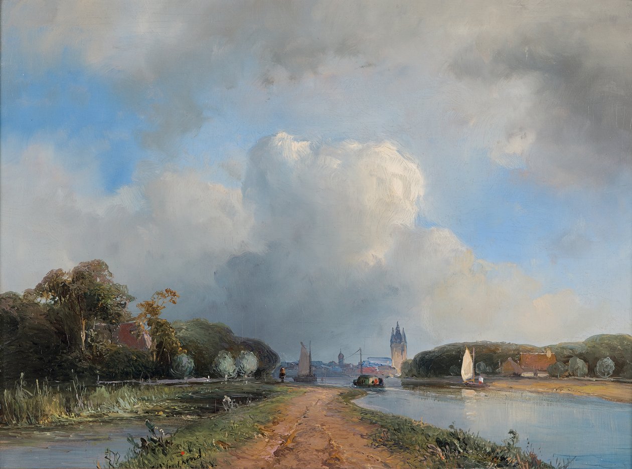 Udsigt over Vliet nær Delft, 1844 af Johan Barthold Jongkind