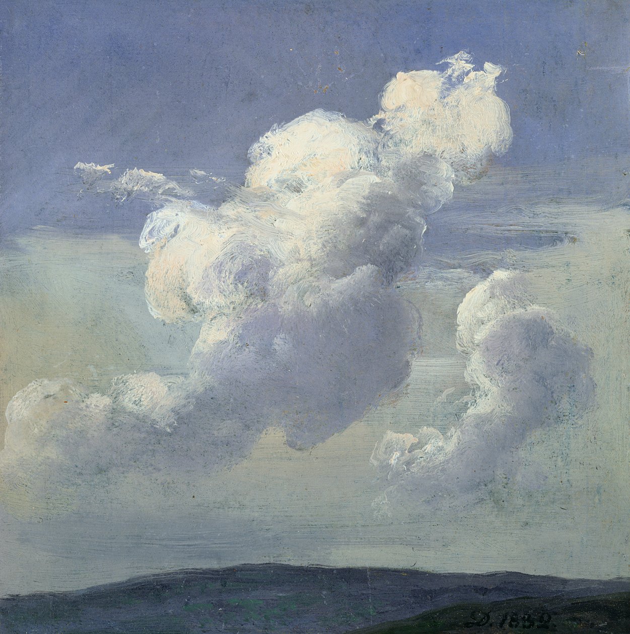 Skystudie, 1832 (olie på papir lagt ned på kort) af Johan Christian Dahl