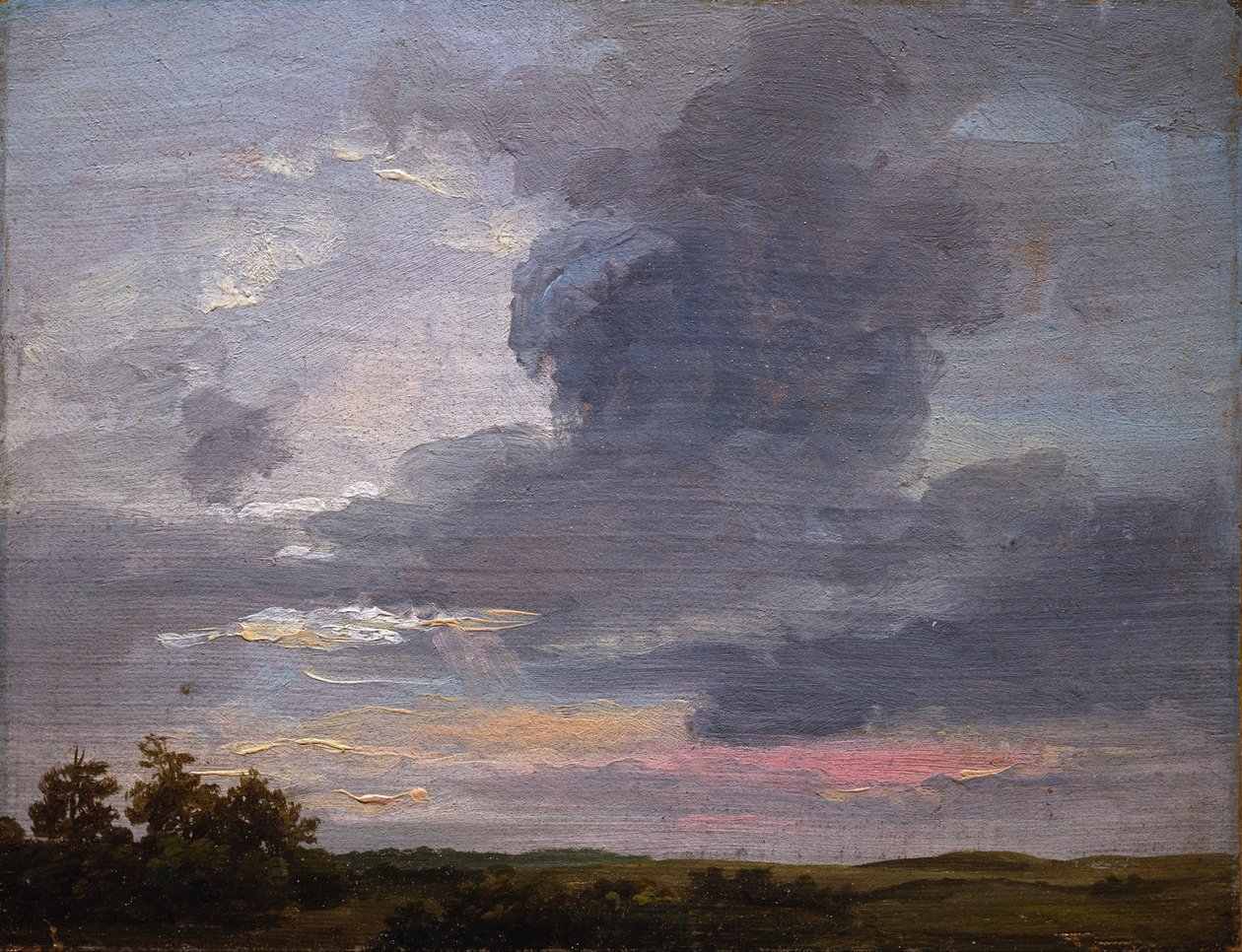 Cloudstudie over fladt landskab af Johan Christian Dahl