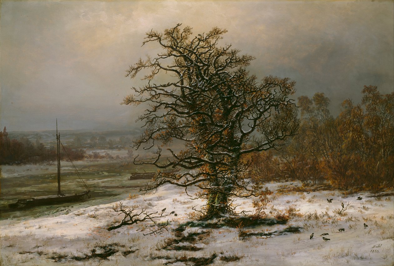 Egetræ ved Elben om vinteren af Johan Christian Dahl