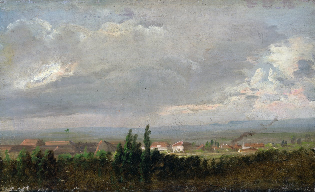 Tordenvejr nær Dresden, 1830 (olie på papir monteret på lærred) af Johan Christian Dahl