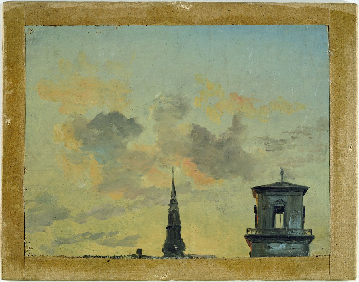 To tårne i København mod aftenhimlen af Johan Christian Dahl