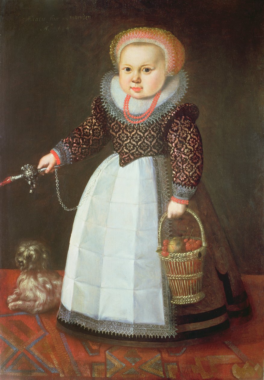 Ungt barn med en hund af Johan Cornelisz van Loenen