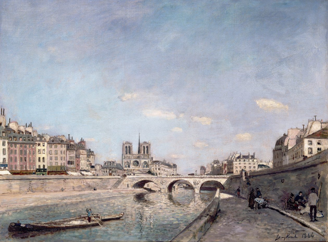 Seinen og Notre-Dame i Paris af Johan Barthold Jongkind