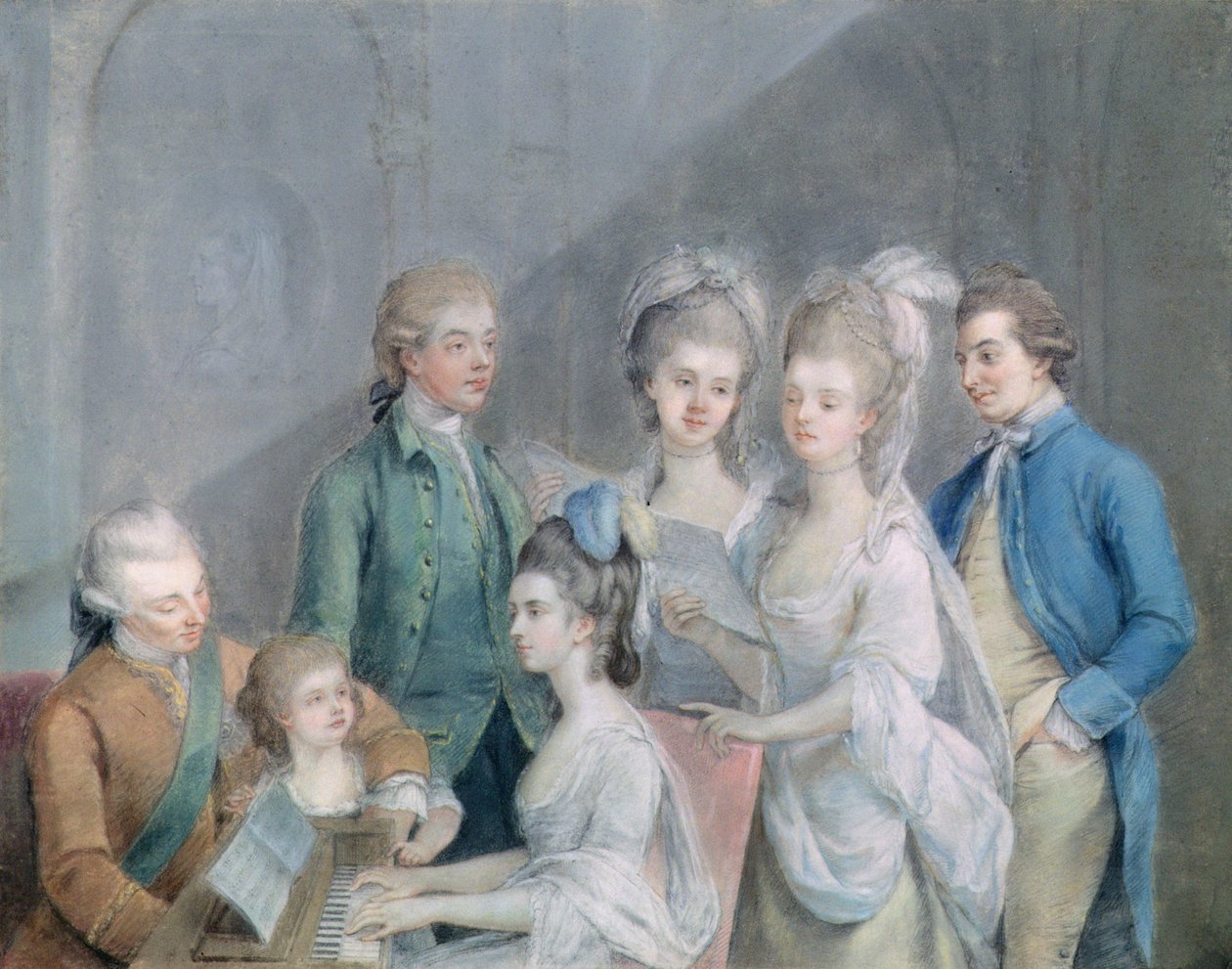 Familien til Charles Schaw, 9. baron Cathcart (1721-76) (pastel på papir) af Johan Joseph Zoffany