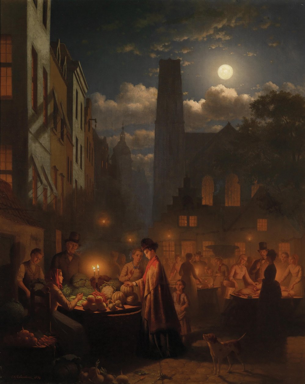 Natgrøntsagsmarked af Johann Mongels Culverhouse