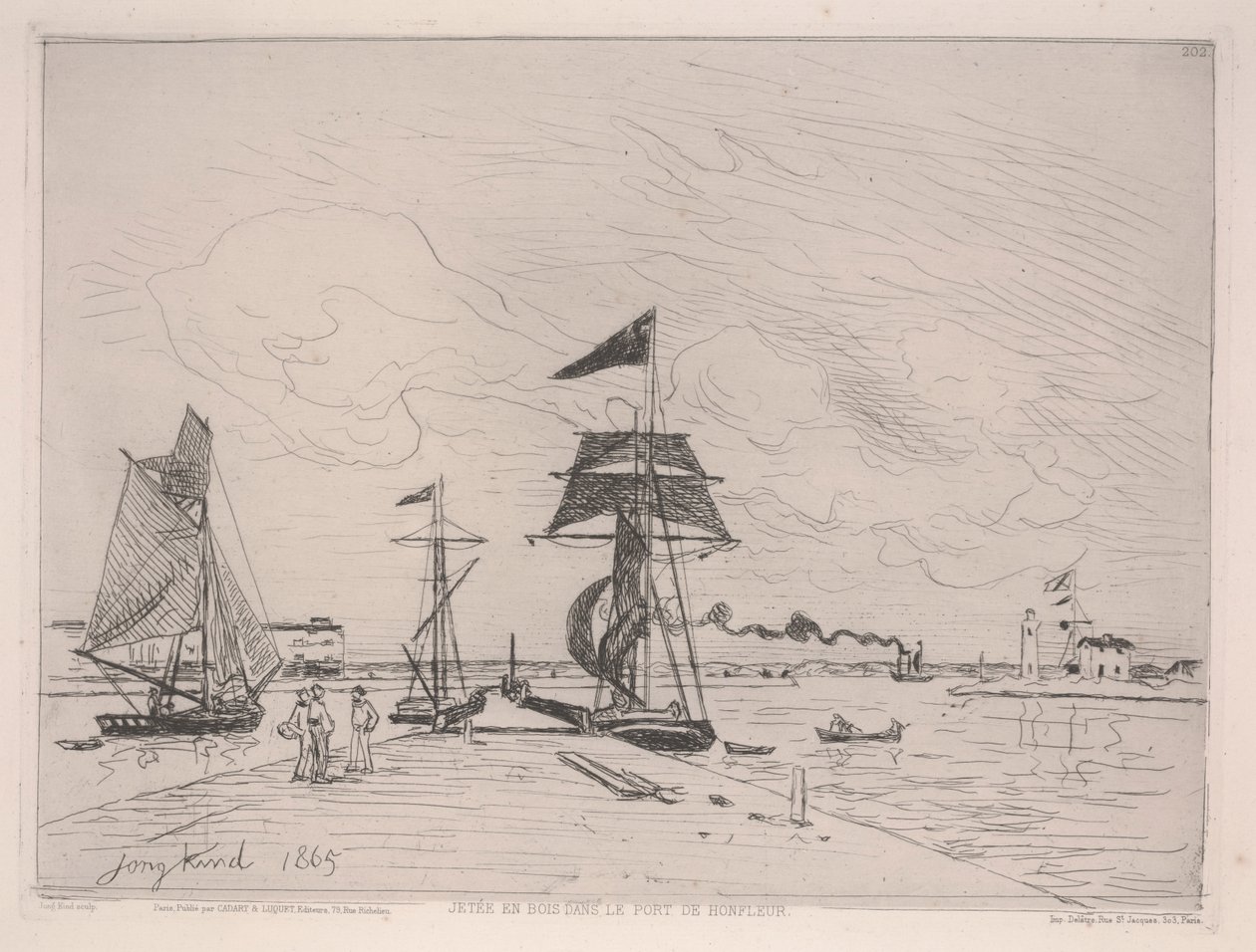 Træmole i havnen i Honfleur af Johan Barthold Jongkind