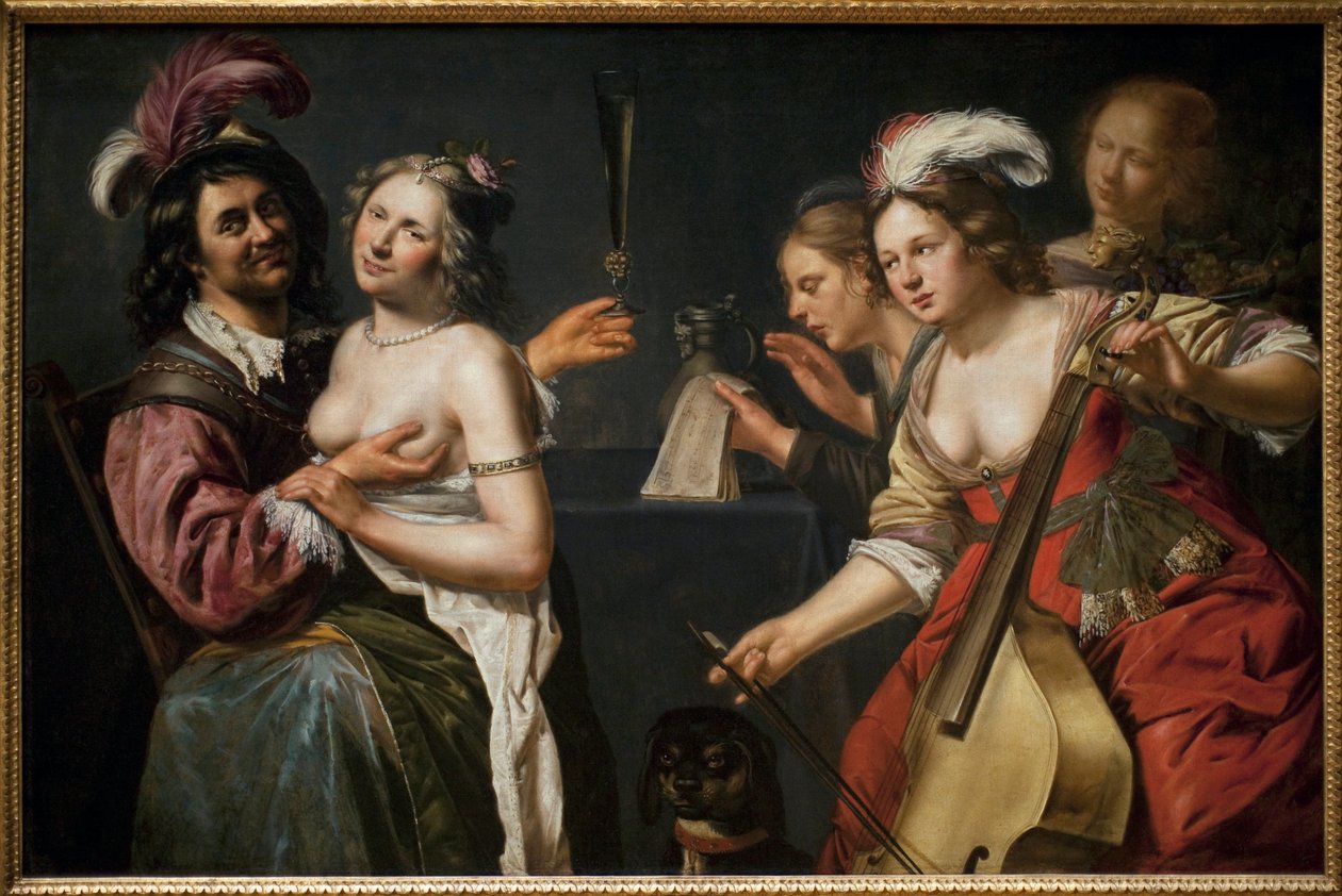 Den fortabte søn eller "allegori over de fem sanser"". Maleri af Johannes Baeck (ca. 1600-1654), olie på lærred af Johan Baeck