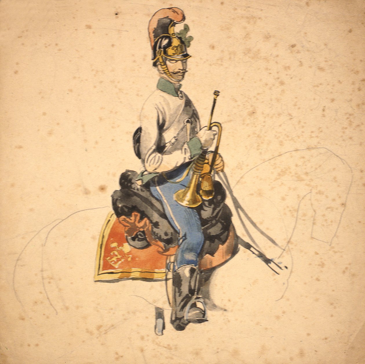 En tropper fra det 5. Dragonregiment, Prins Eugene af Savoyen 1840-50 af Johan Baptiste Heinefetter