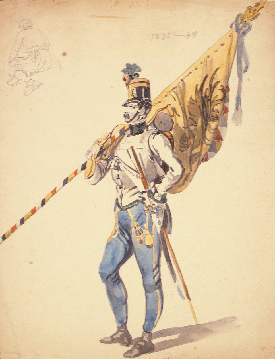 En officer med en bataljonsfarve af et ungarsk infanteriregiment, 1835-1848, 1800-tallet af Johan Baptiste Heinefetter