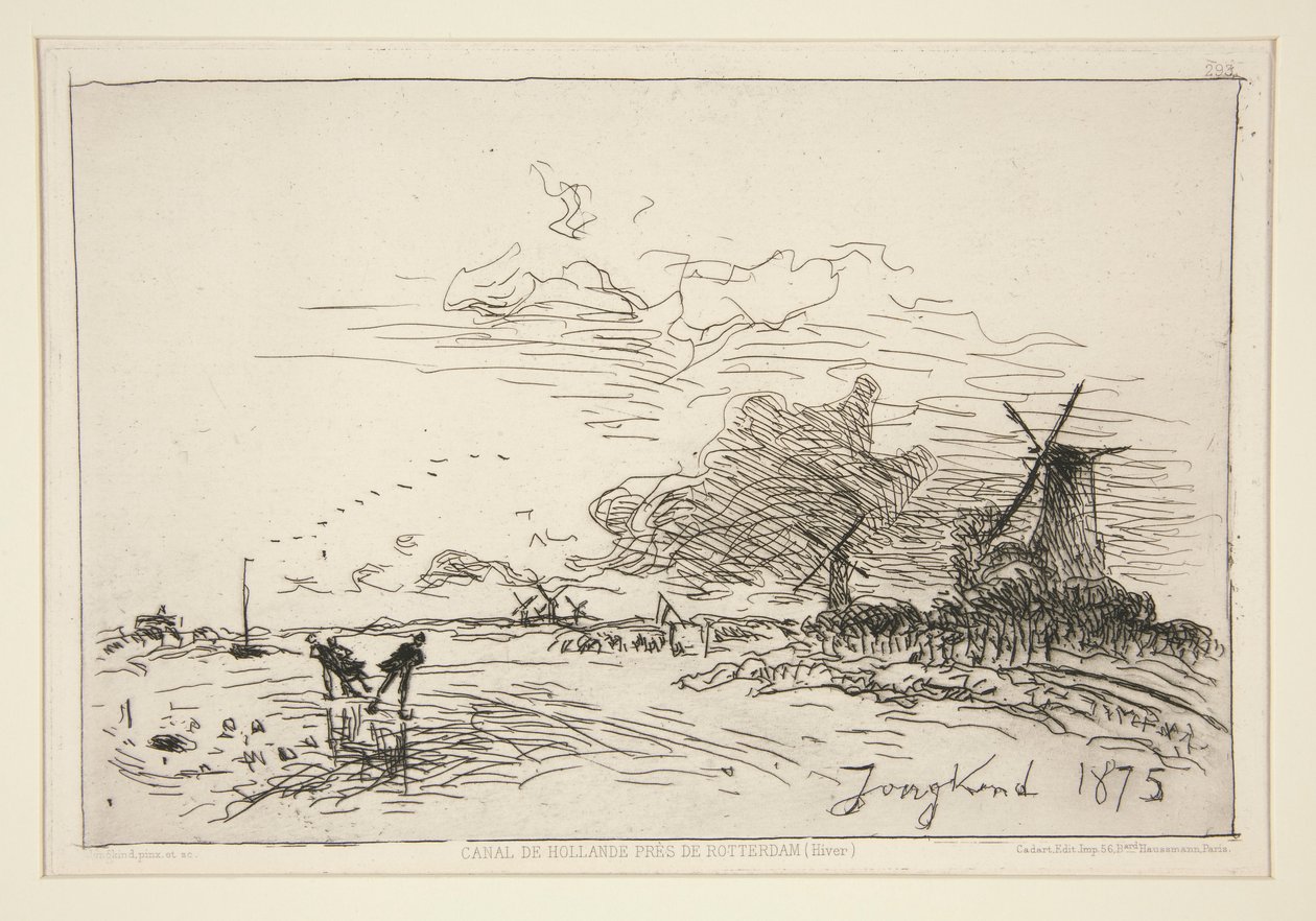 Canal de Hollande, pr?s de Rotterdam (Hiver) [Holland Canal, nær Rotterdam (vinter)] af Johan Barthold Jongkind