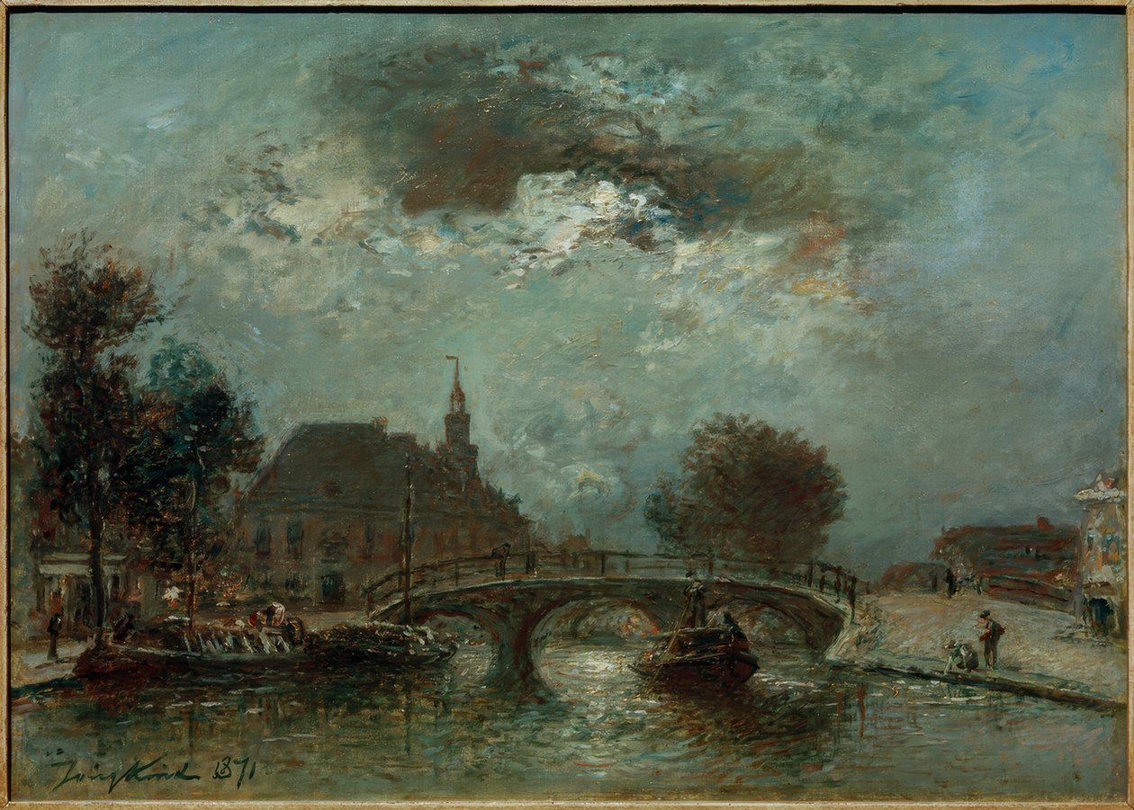 De gamle kvinder og børn huser på Spui ’i Haag af Johan Barthold Jongkind