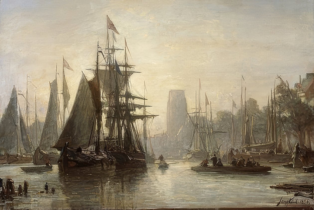 Havnen i Rotterdam. 1856 af Johan Barthold Jongkind