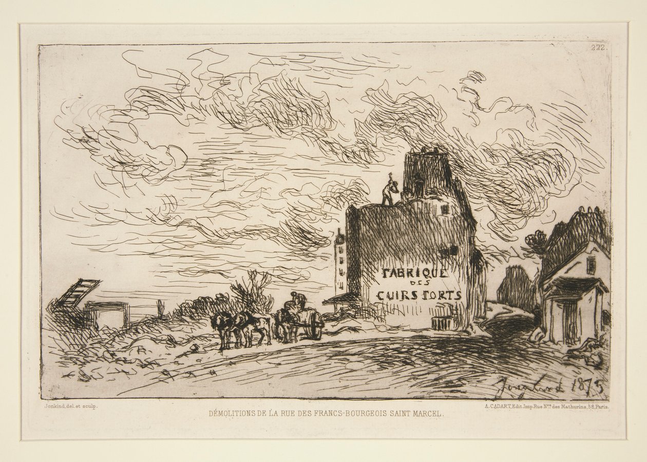 Demolitions de la Rue des Francs-Bourgeois Saint-Marcel (nedrivning på Rue des Francs-Bourgeois Saint-Marcel) af Johan Barthold Jongkind