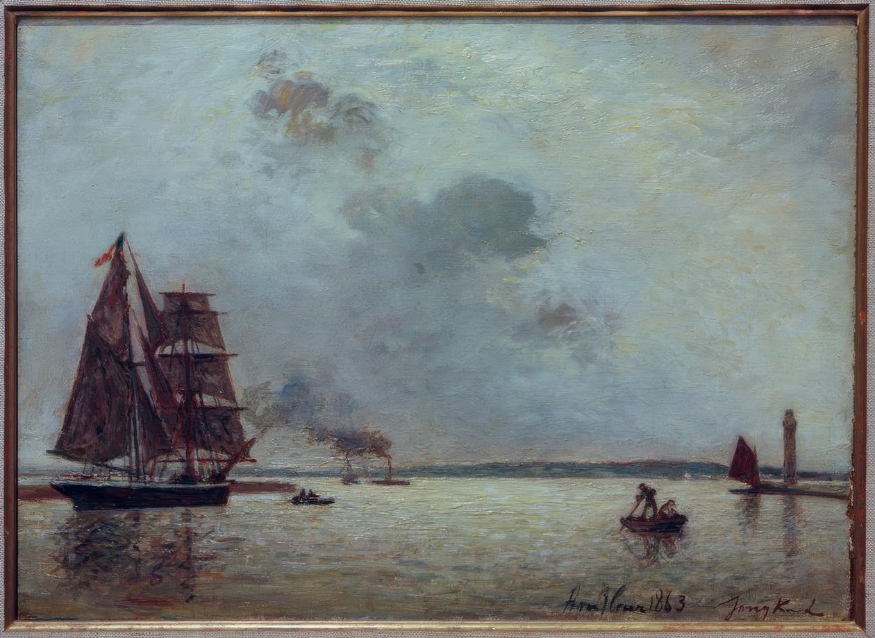 Ind i havnen i Honfleur ved solopgang af Johan Barthold Jongkind