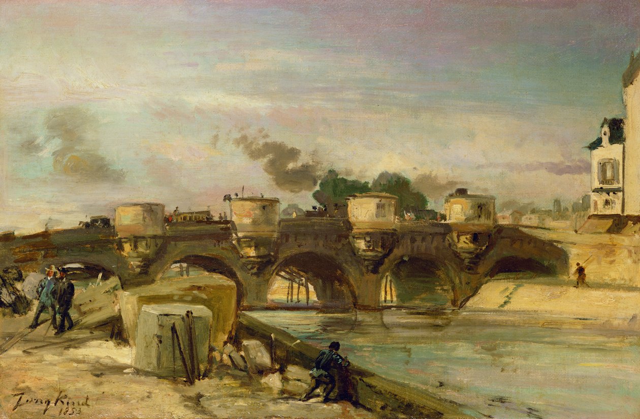 Brand på Pont Neuf, 1853 af Johan Barthold Jongkind