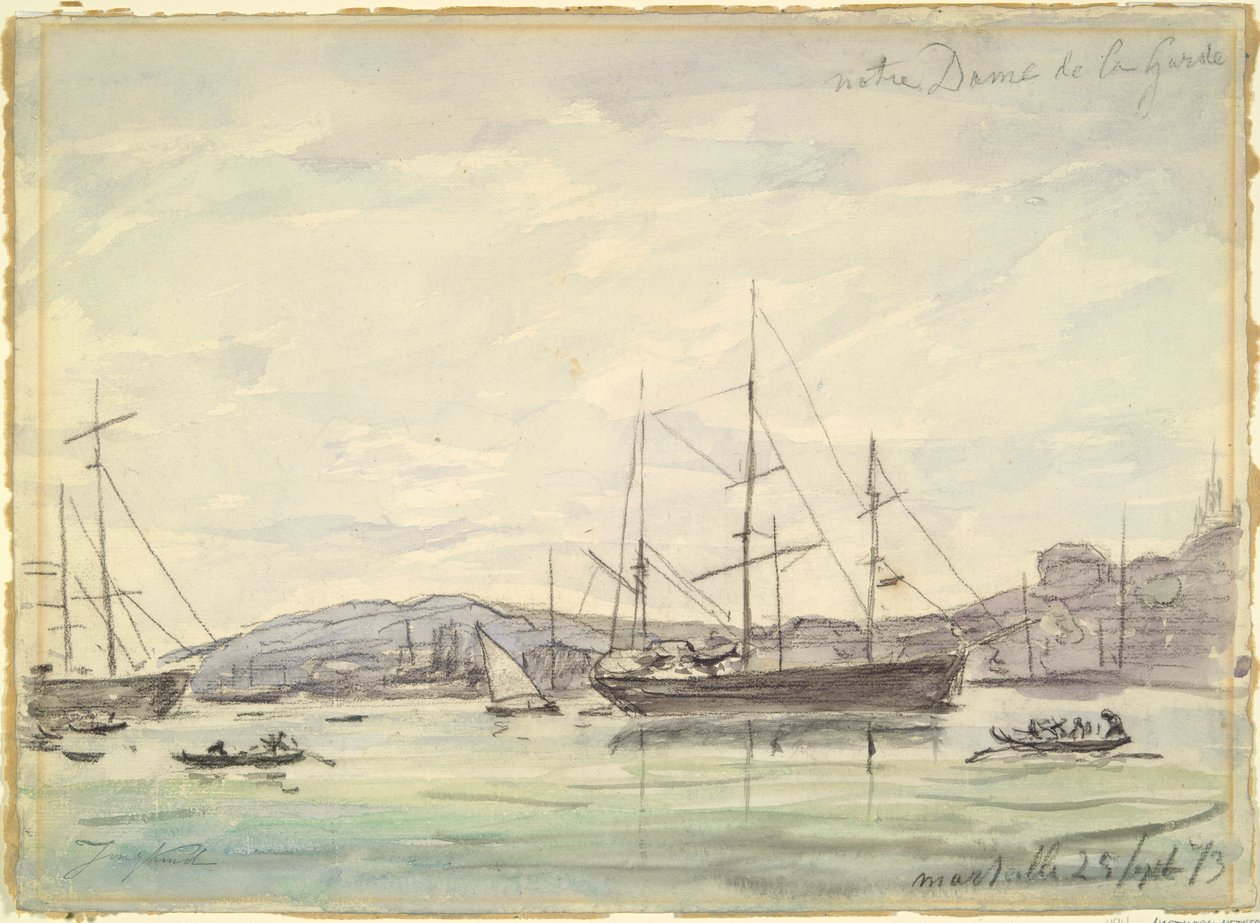 Havnescene, Marseille af Johan Barthold Jongkind