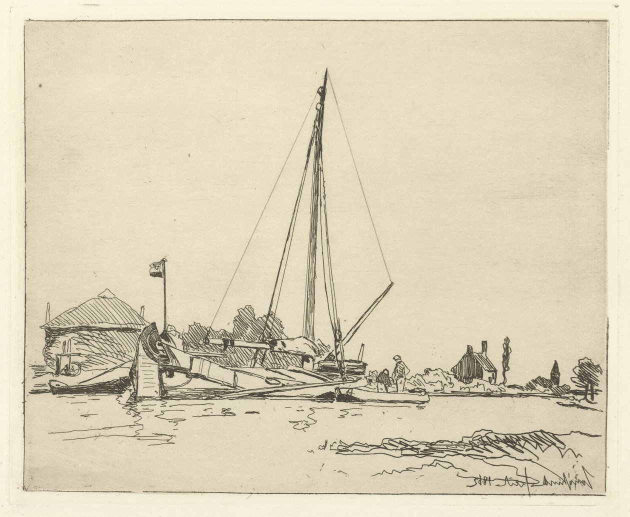 Det forankrede skib Seks hollandske ansigter (serietitel) af Johan Barthold Jongkind