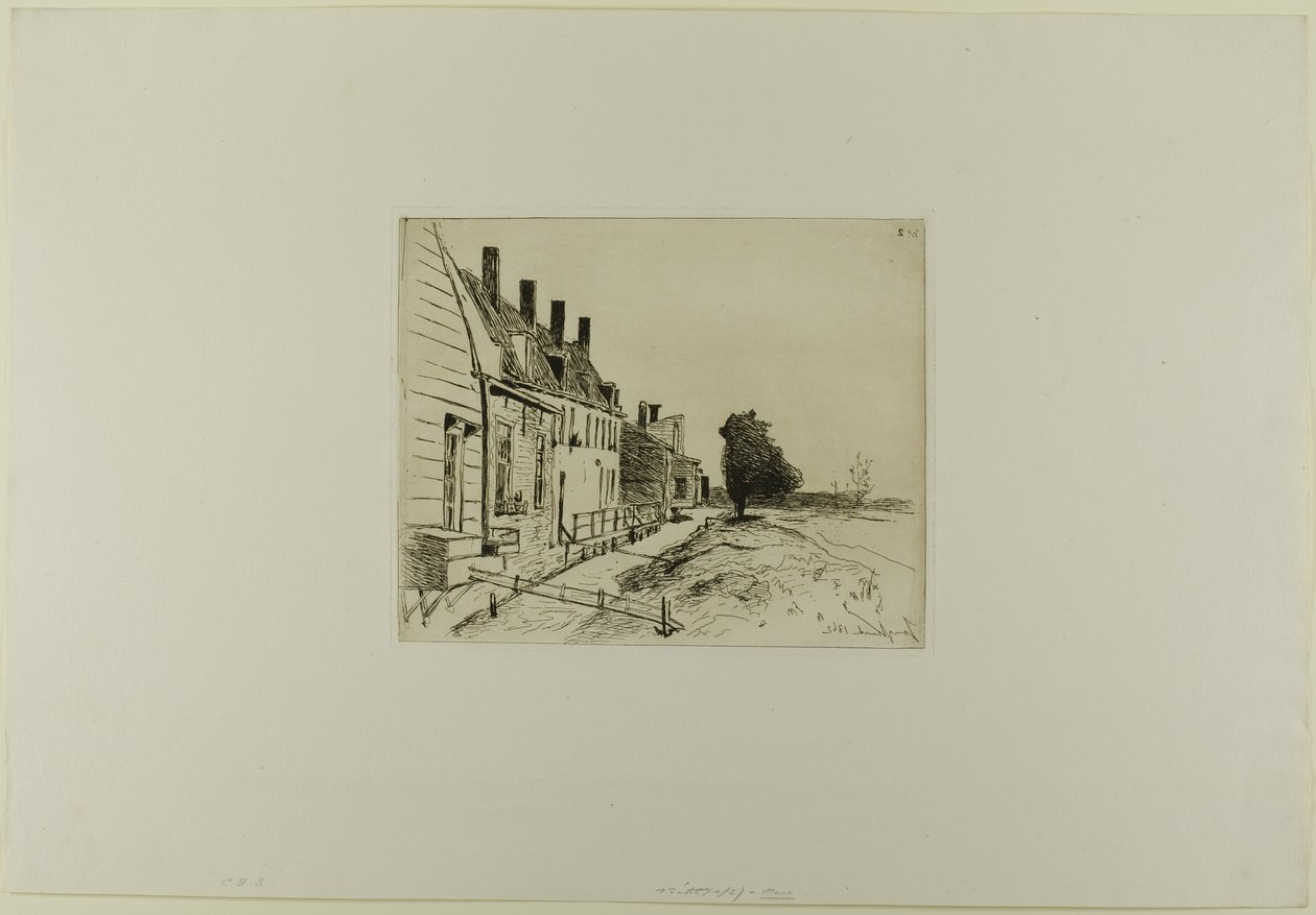 Houses Along the Canal, fra bog med seks raderinger, udsigter over Holland af Johan Barthold Jongkind