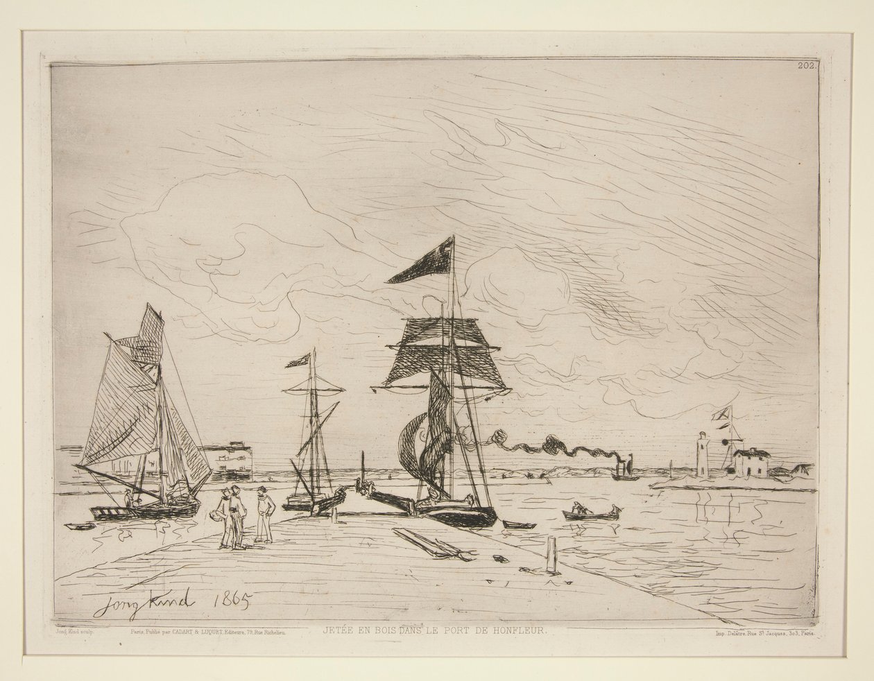 Træbro i havnen i Honfleur af Johan Barthold Jongkind